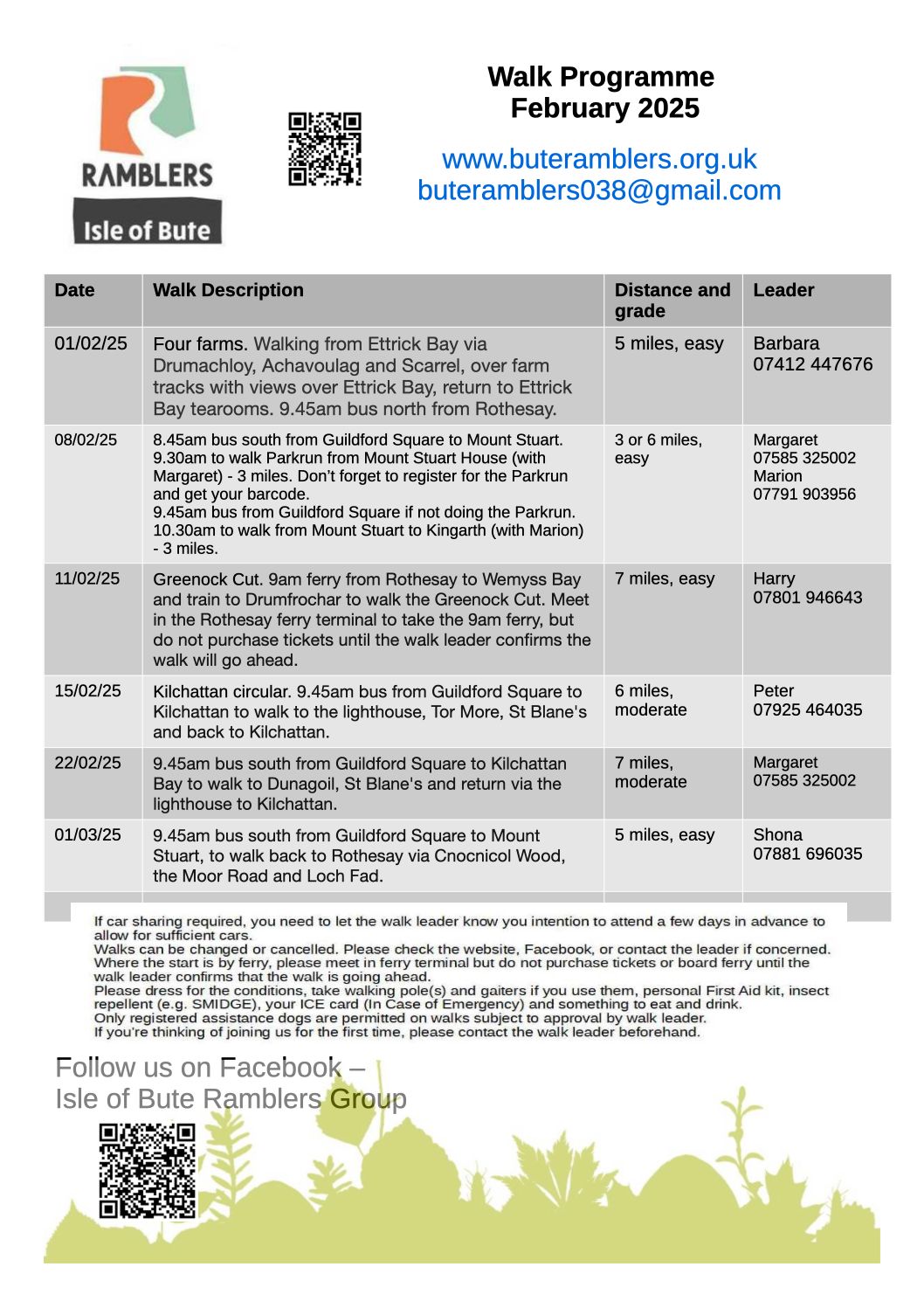 Walk programme February 2025