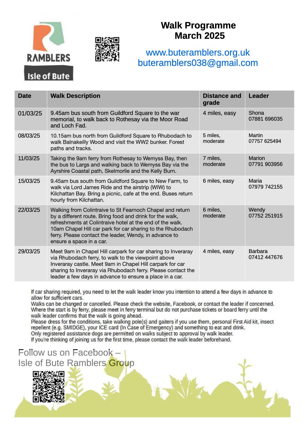 Walks Programme March 2025
