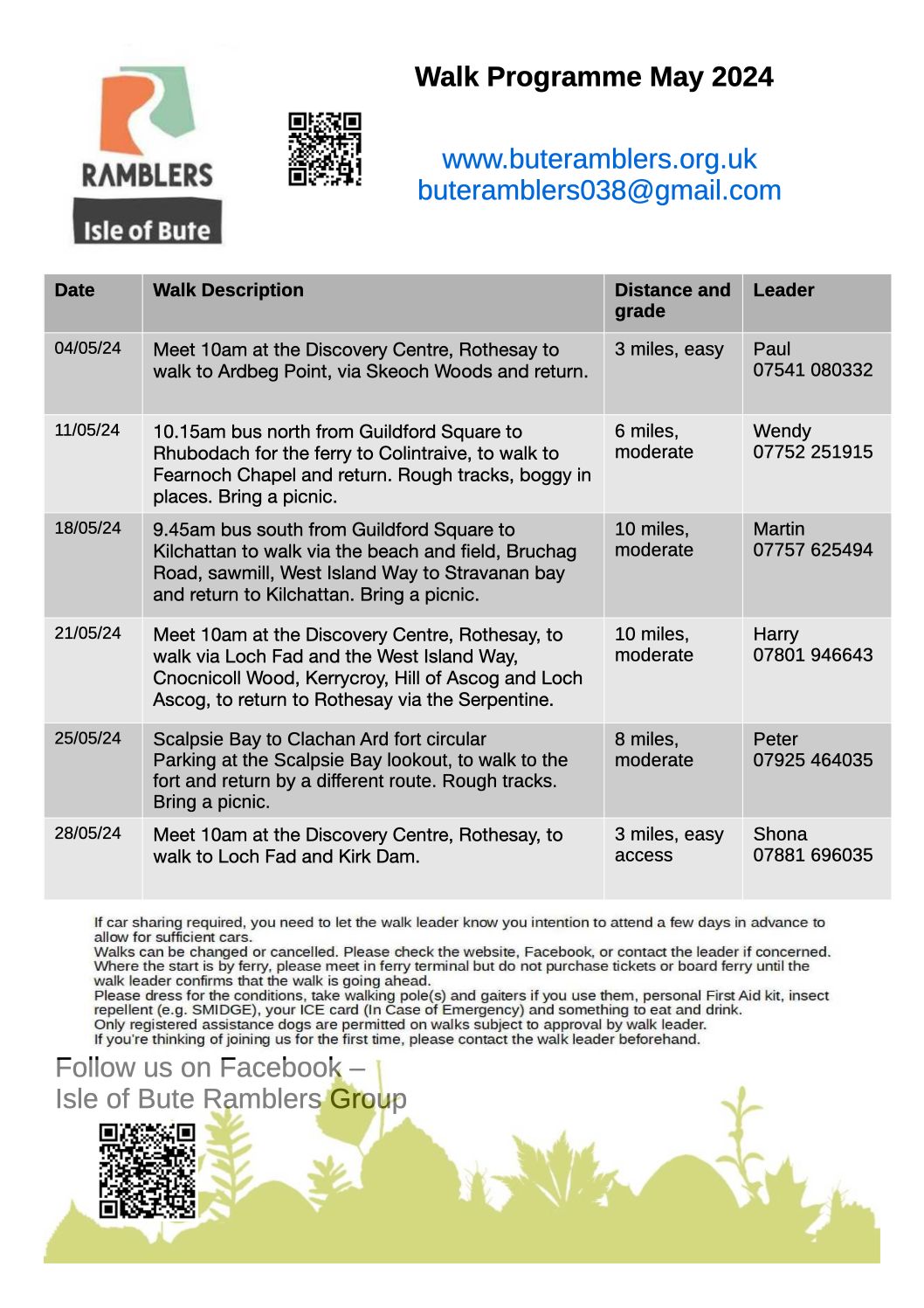 Walk programme May 2024